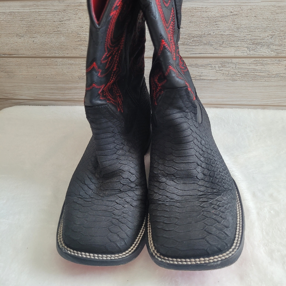 Matte Black Python Square Toe Alfa Biker Western … - image 6